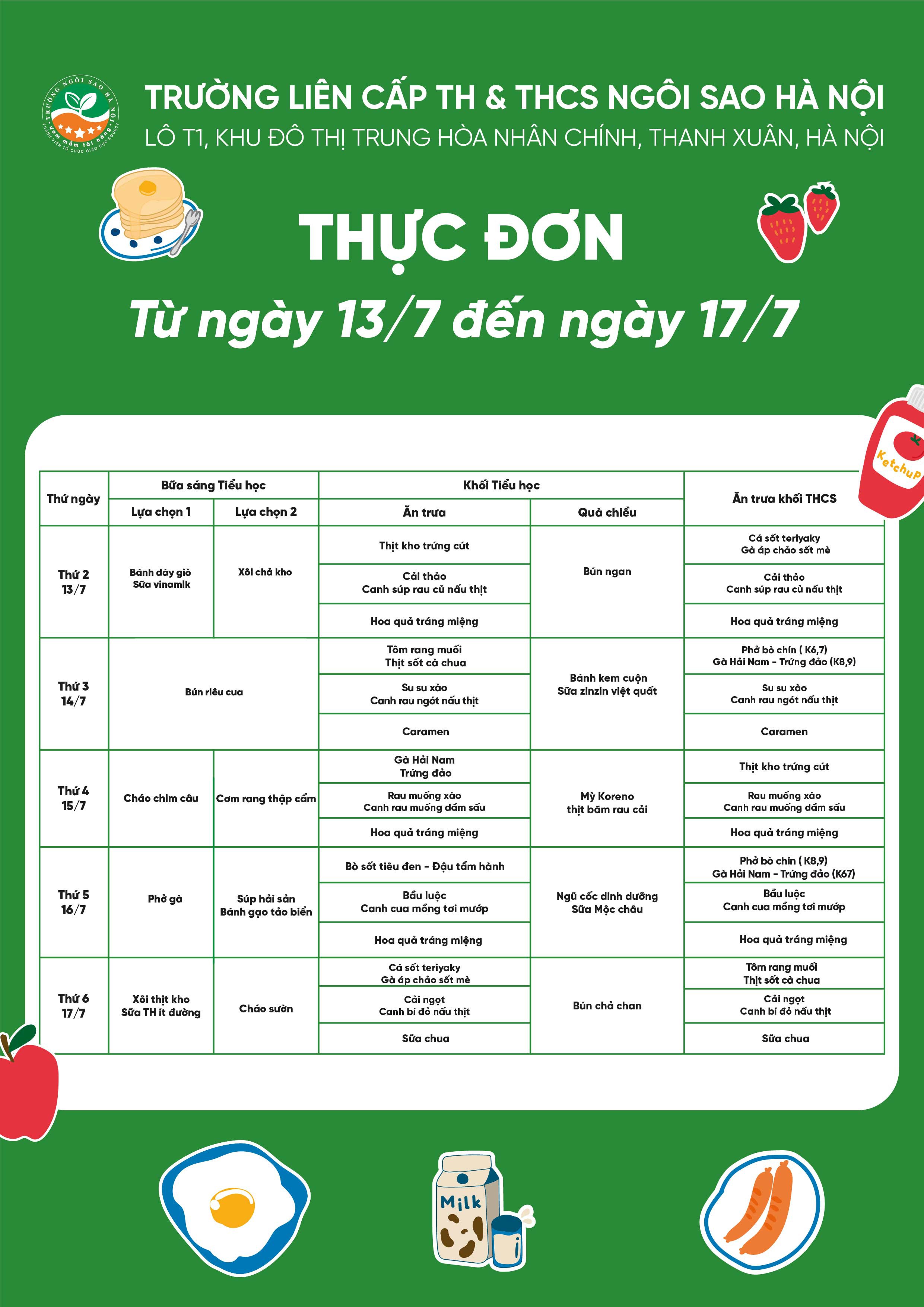 THỰC ĐƠN 13-17 - 7-01