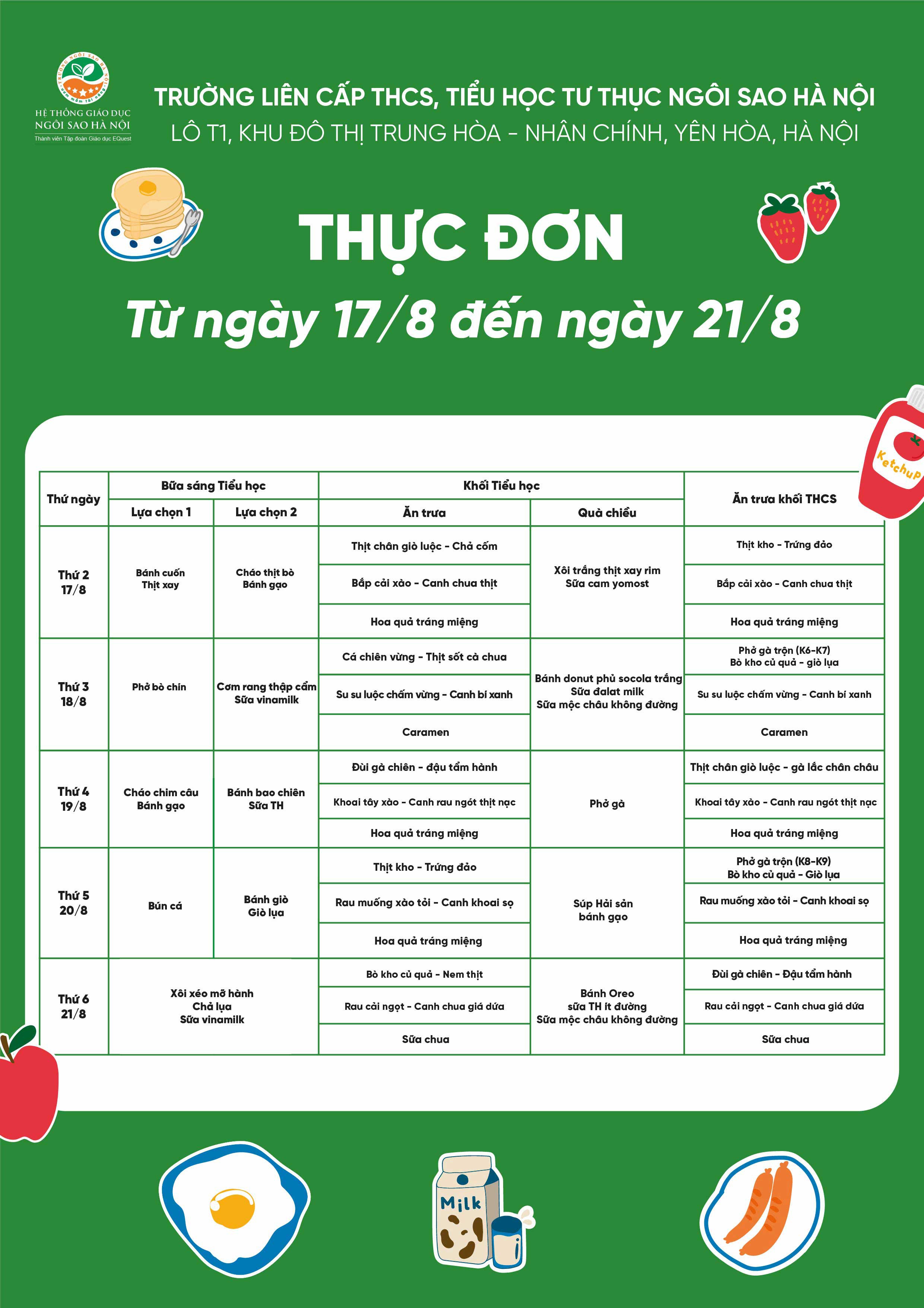 THỰC ĐƠN 17-8 - 21-8-01