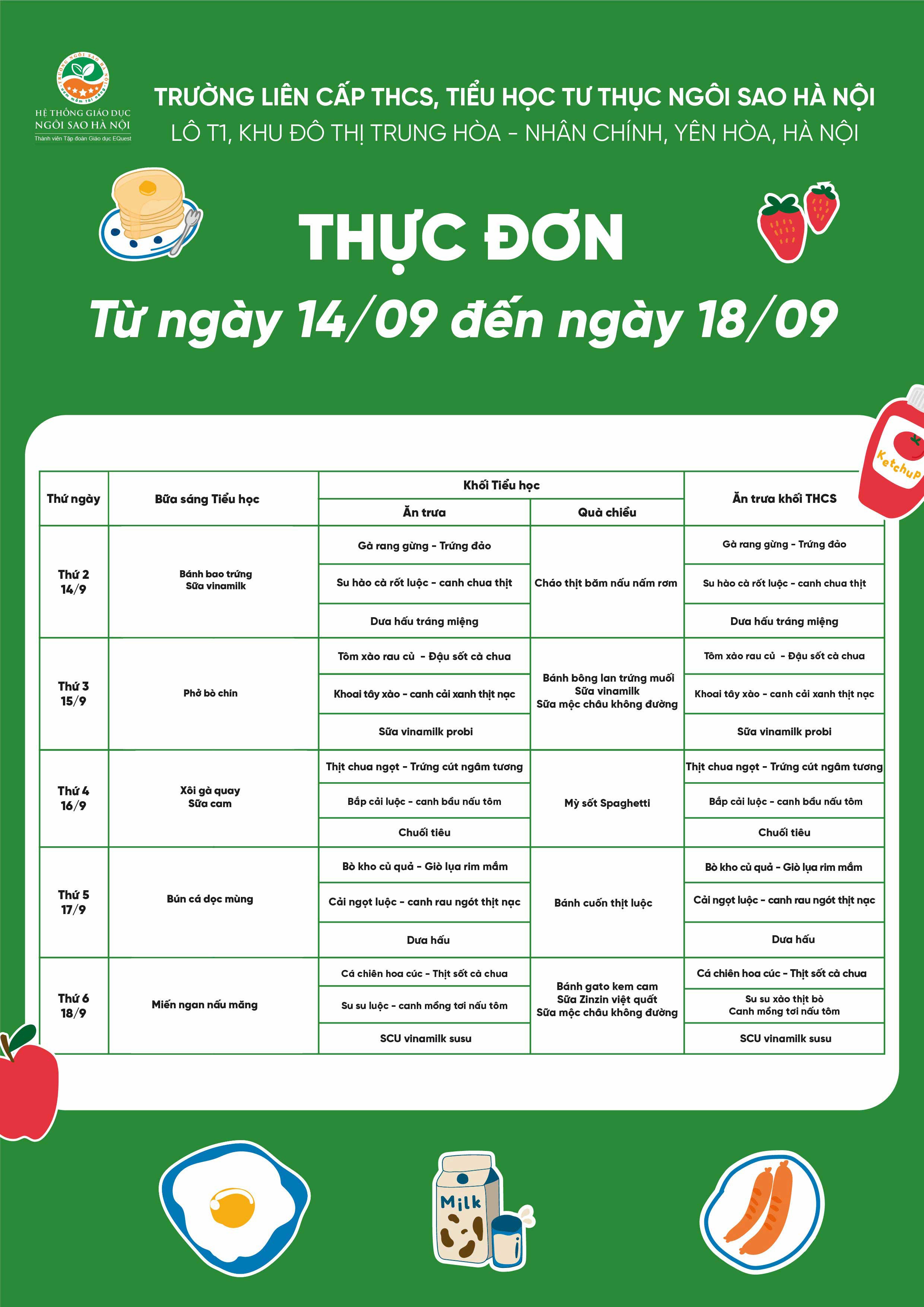 THỰC ĐƠN TUẦN 3 THÁNG 9-01